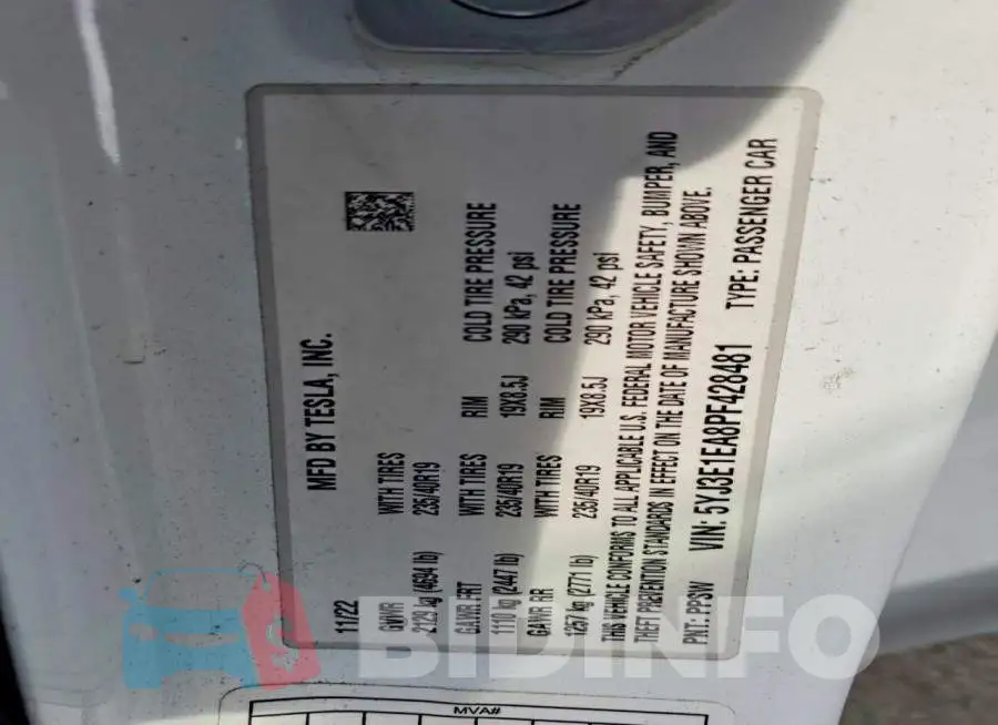 5YJ3E1EA8PF428481 Photo# 13