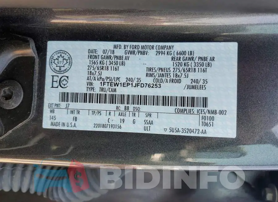 1FTEW1EP1JFD76253 Photo# 13
