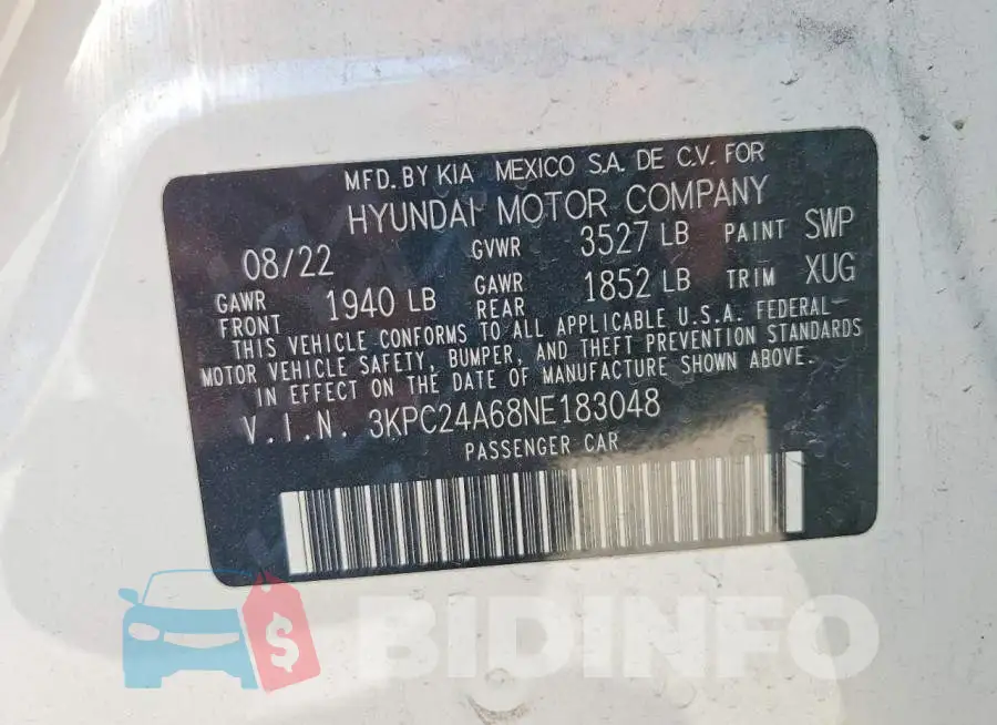 3KPC24A68NE183048 Photo# 12