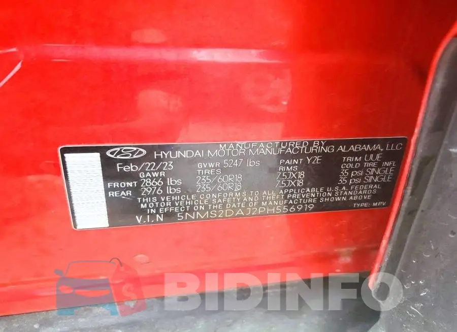 5NMS2DAJ2PH556919 Photo# 13