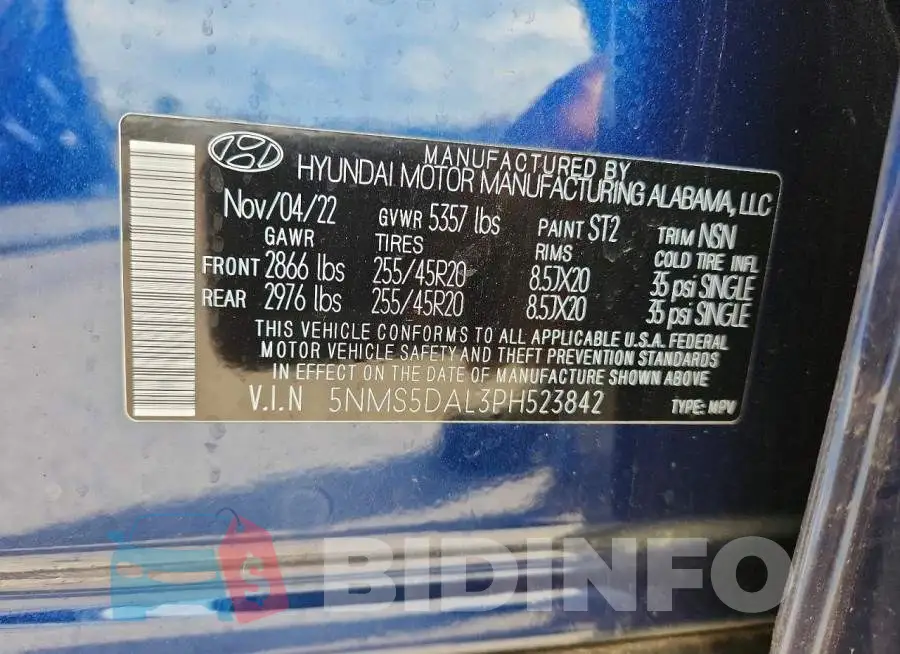 5NMS5DAL3PH523842 Photo# 13