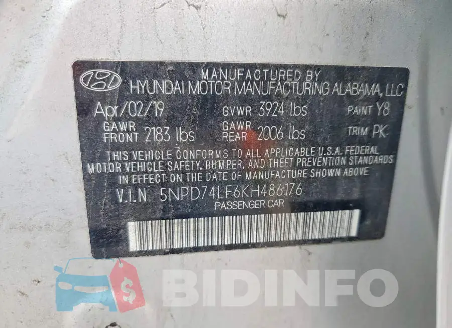 5NPD74LF6KH486176 Photo# 12