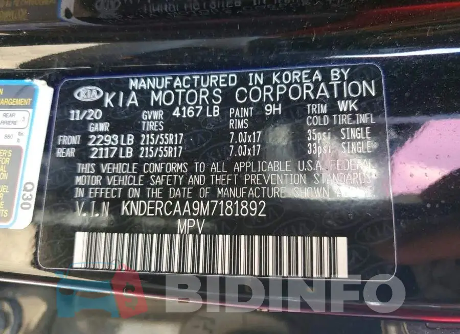 KNDERCAA9M7181892 Photo# 13