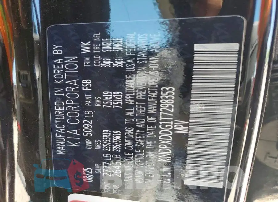 KNDPXDDG1T7298353 Photo# 13