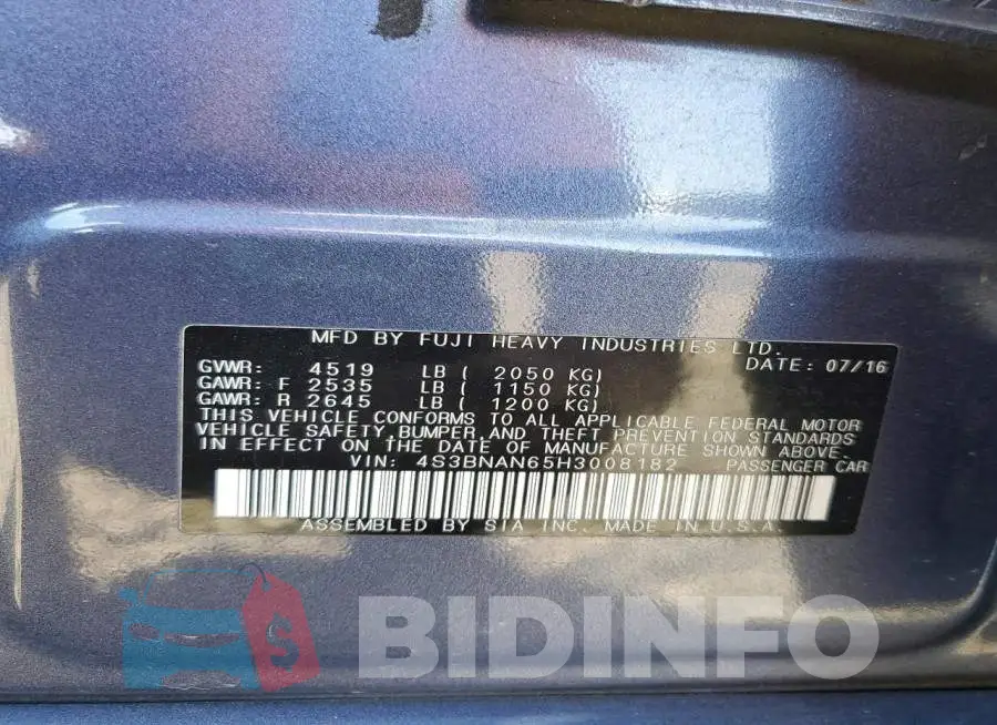 4S3BNAN65H3008182 Photo# 12