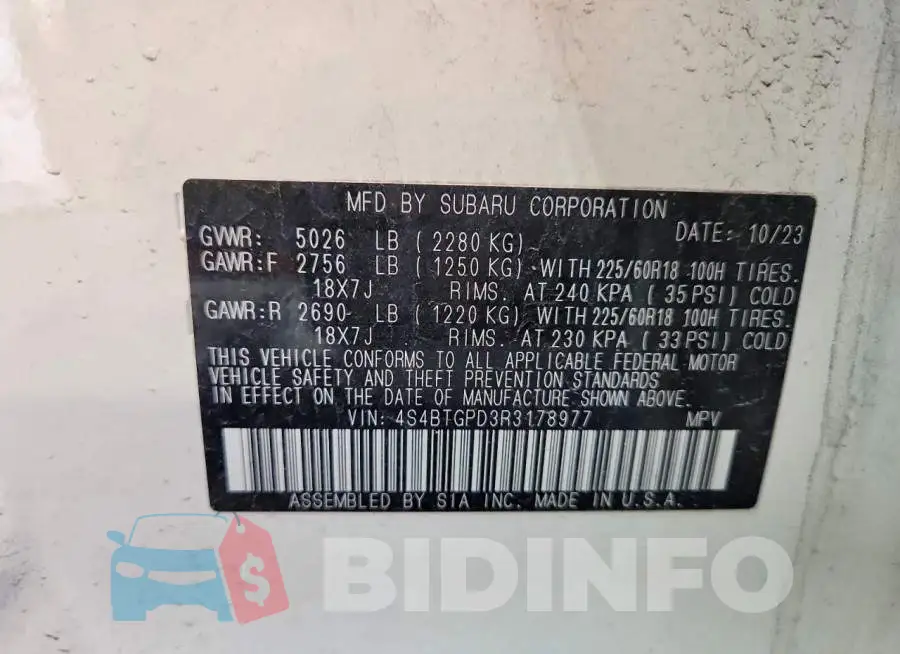 4S4BTGPD3R3178977 Photo# 14