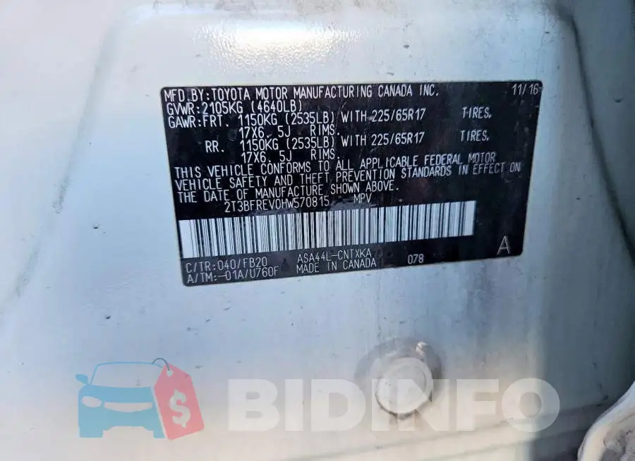 2T3BFREV0HW570815 Photo# 13
