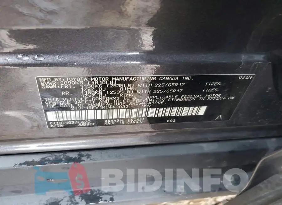 2T3P1RFV1RC440032 Photo# 12