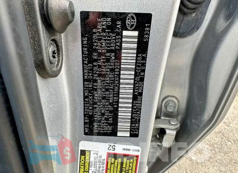 4T1B11HK2KU788207 Photo# 10
