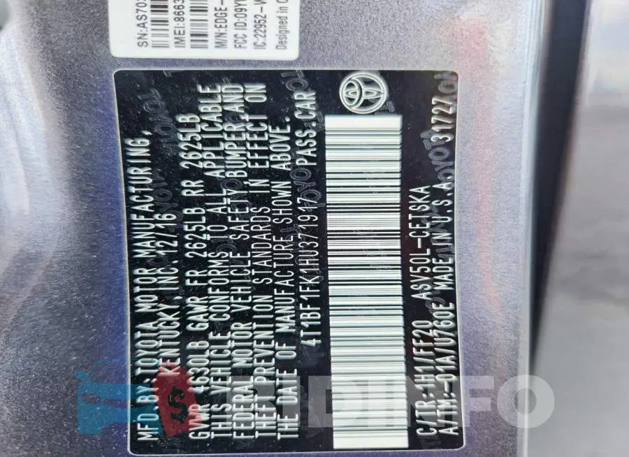 4T1BF1FK1HU371917 Photo# 13