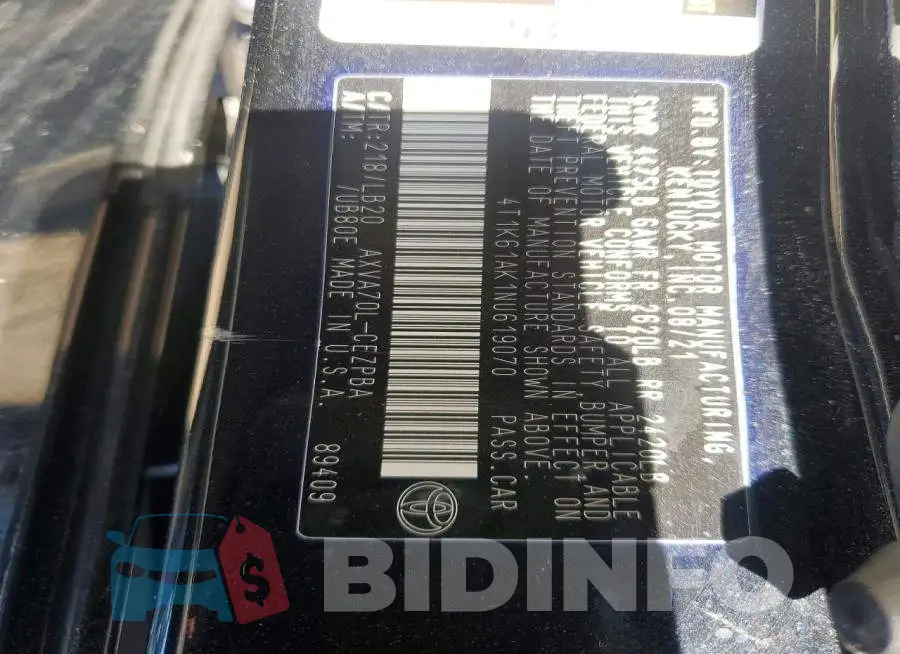 4T1K61AK1NU619070 Photo# 12