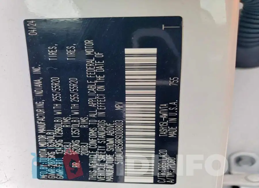 5TDADAB58RS008803 Photo# 12