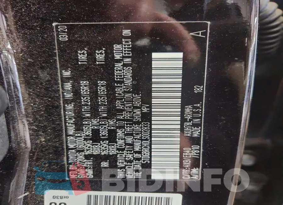 5TDGBRCH0LS002833 Photo# 13