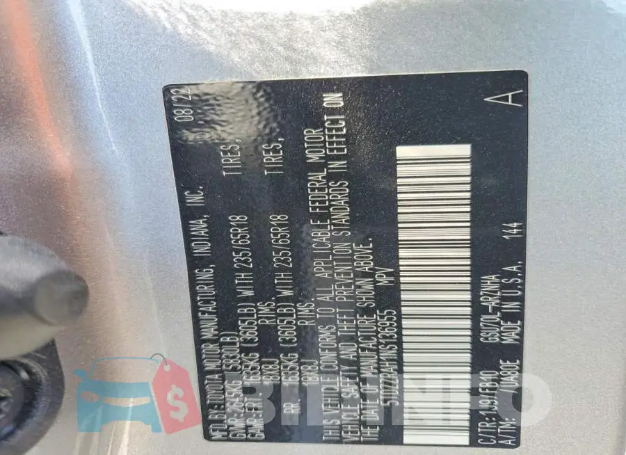5TDZZRAH1NS136955 Photo# 13