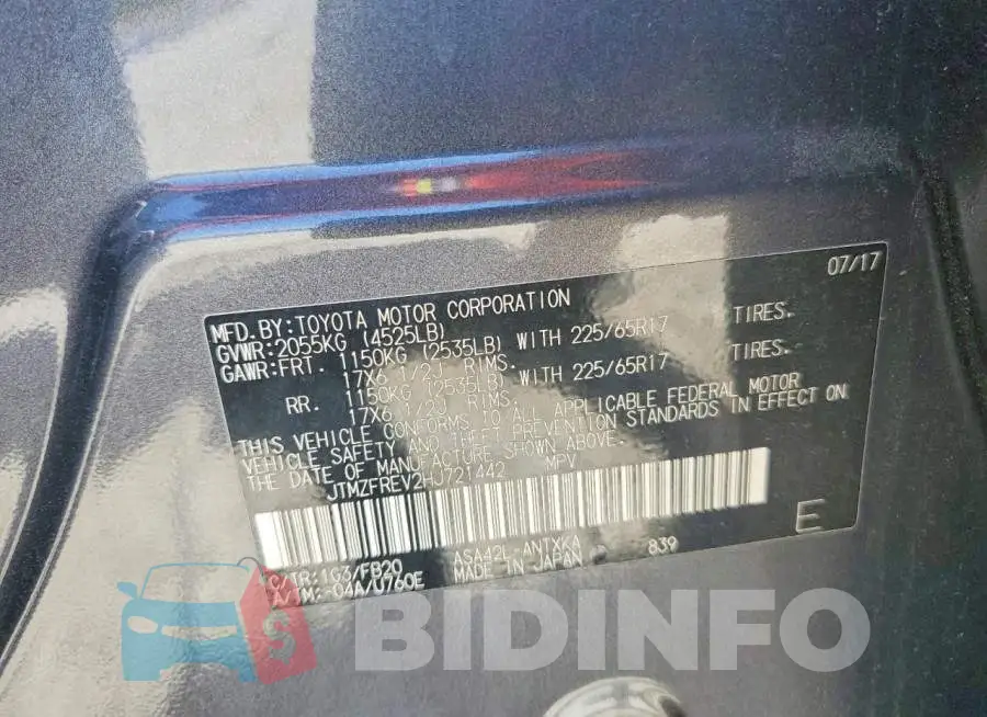 JTMZFREV2HJ721442 Photo# 13