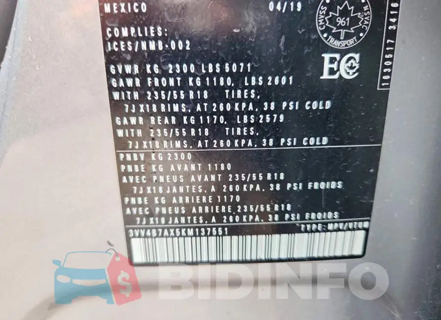 3VV4B7AX5KM137551 Photo# 12