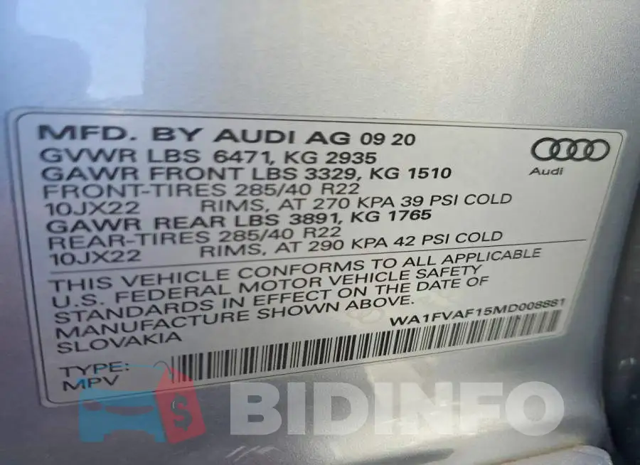 WA1FVAF15MD008881 Photo# 13