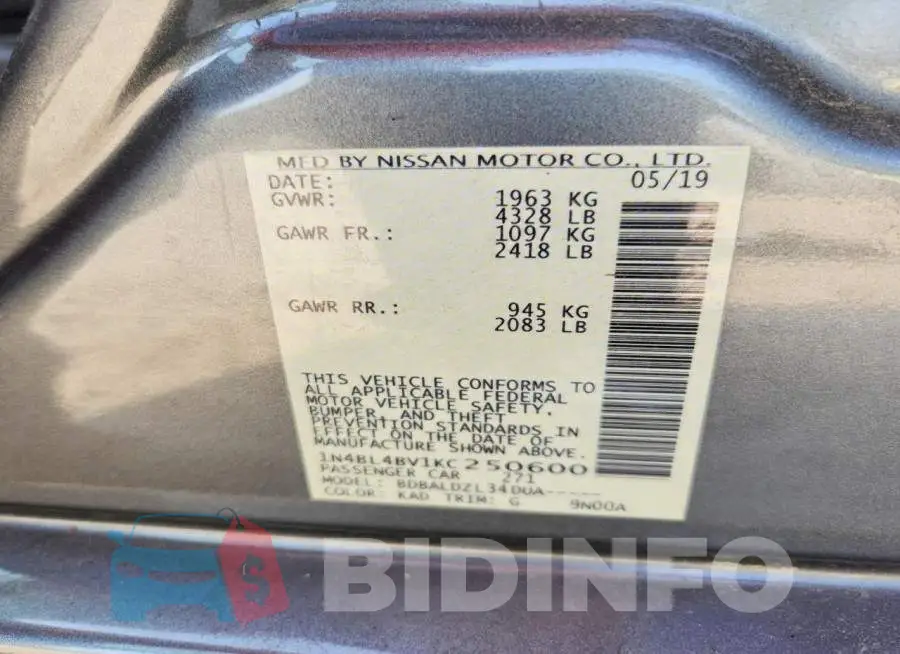 1N4BL4BV1KC250600 Photo# 12