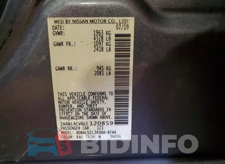 1N4BL4CV6LC120859 Photo# 13