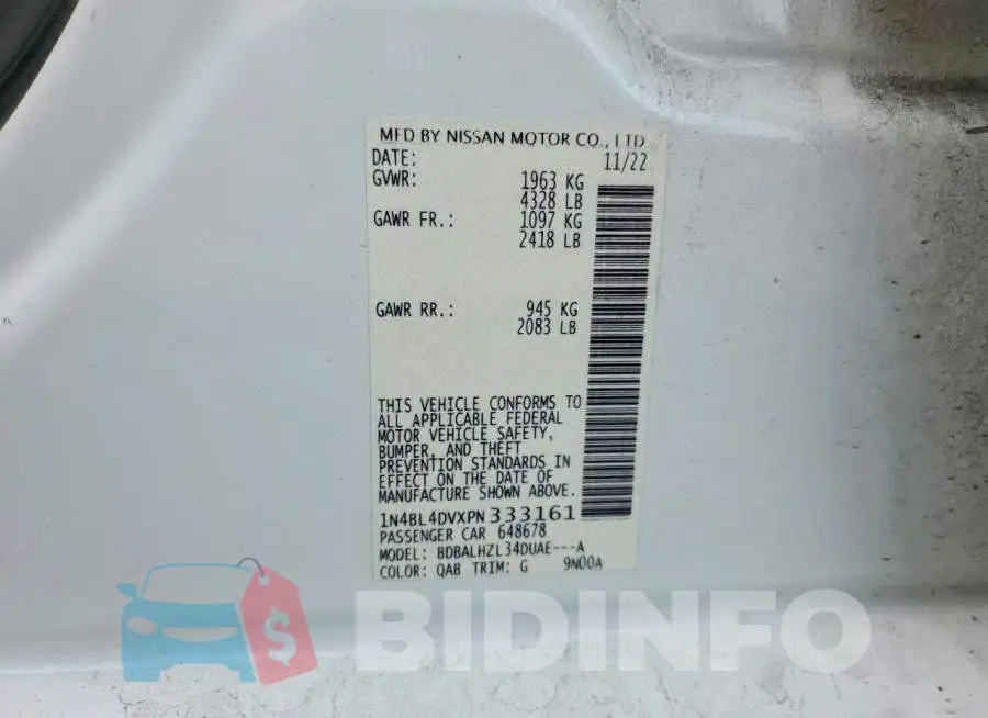 1N4BL4DVXPN333161 Photo# 12