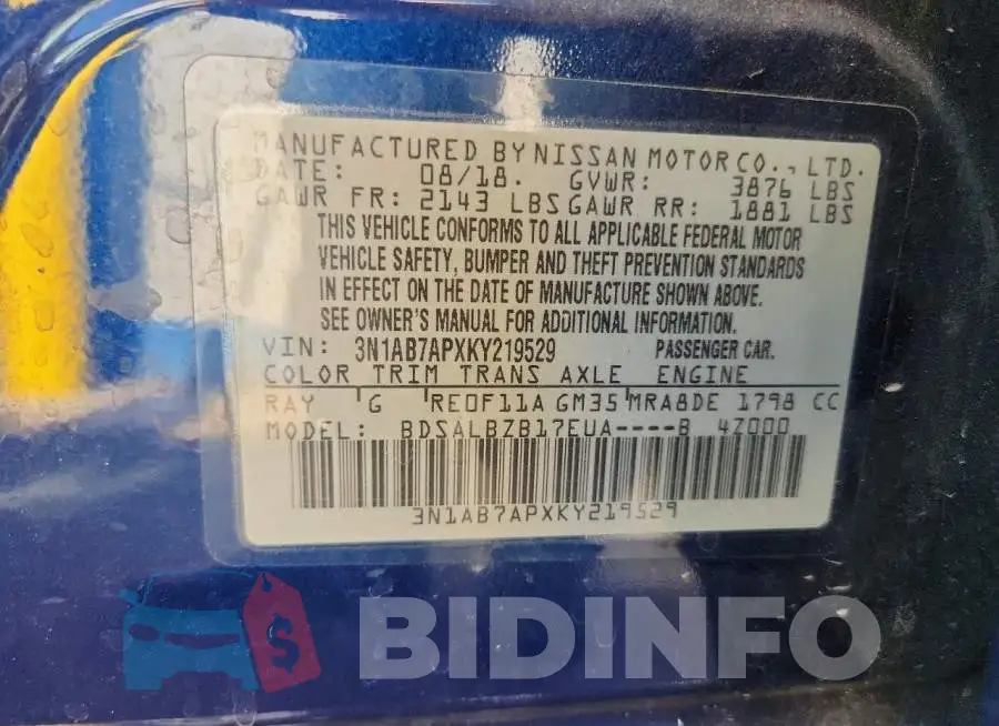 3N1AB7APXKY219529 Photo# 12