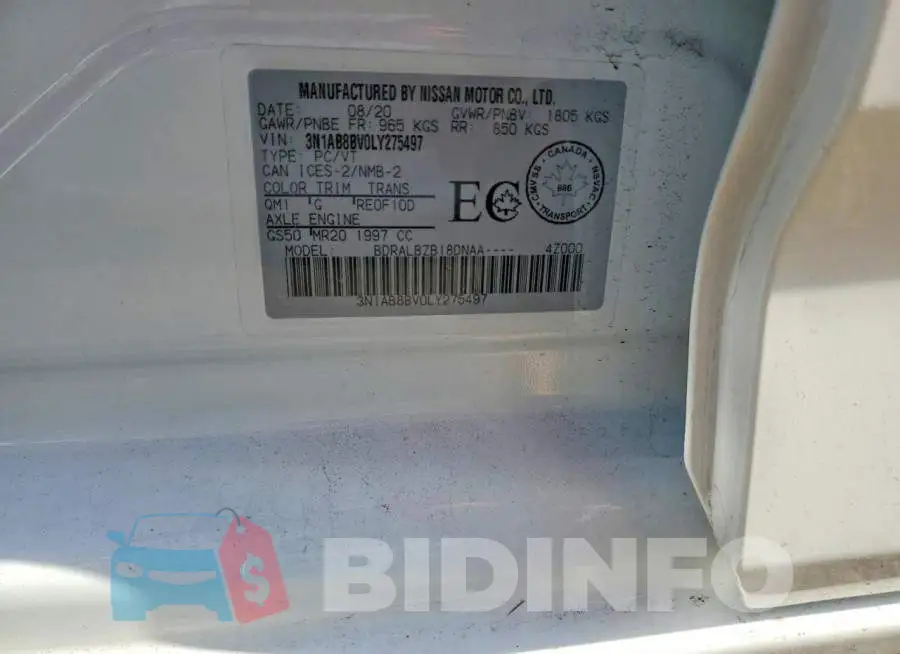 3N1AB8BV0LY275497 Photo# 13