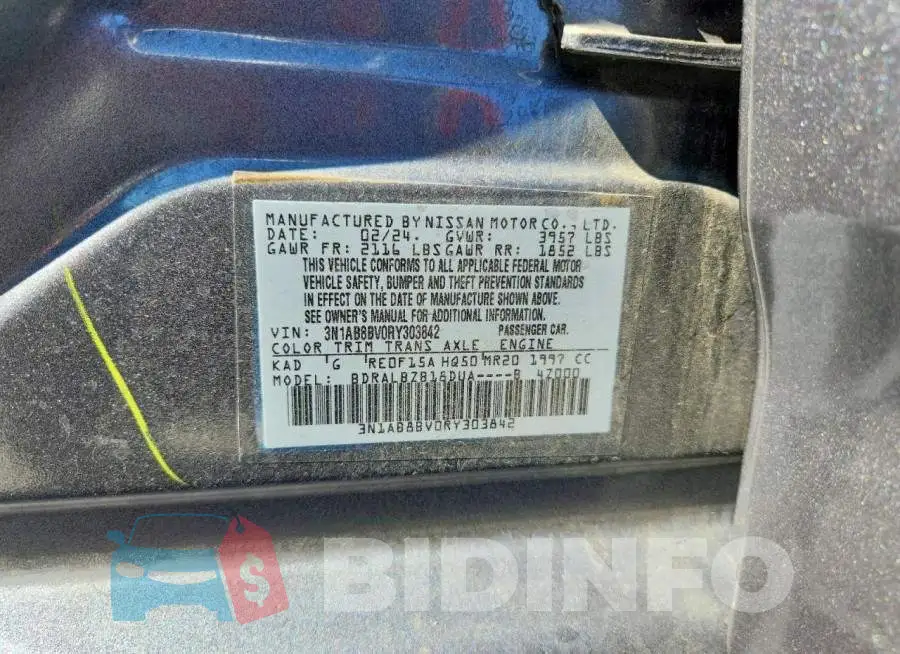 3N1AB8BV0RY303842 Photo# 13