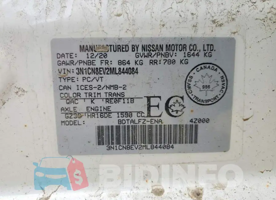 3N1CN8EV2ML844084 Photo# 13