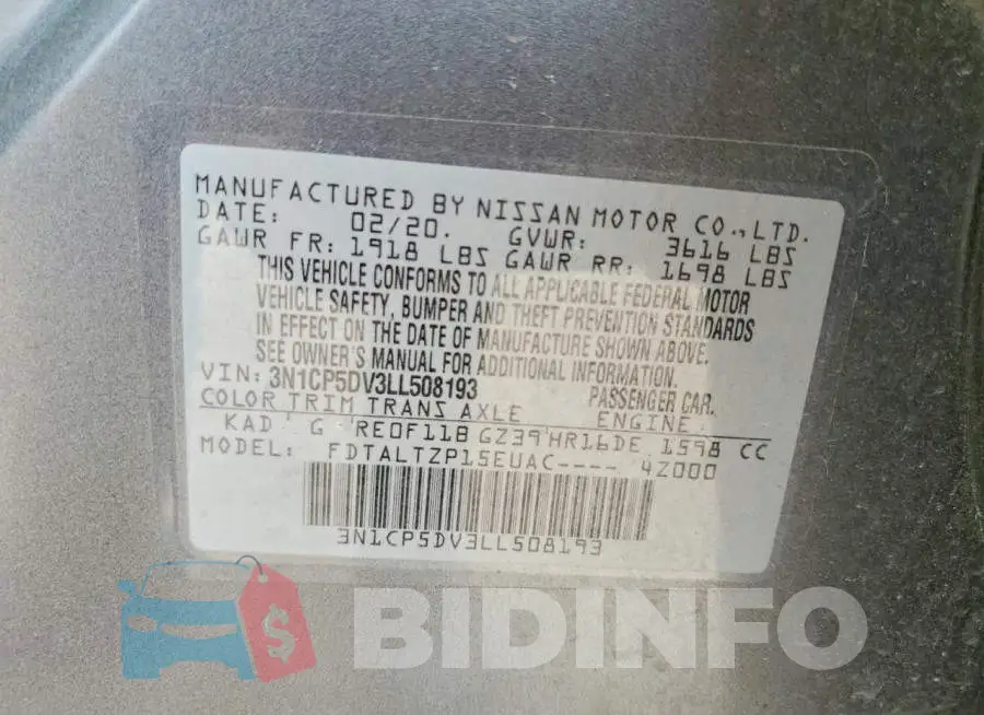 3N1CP5DV3LL508193 Photo# 13