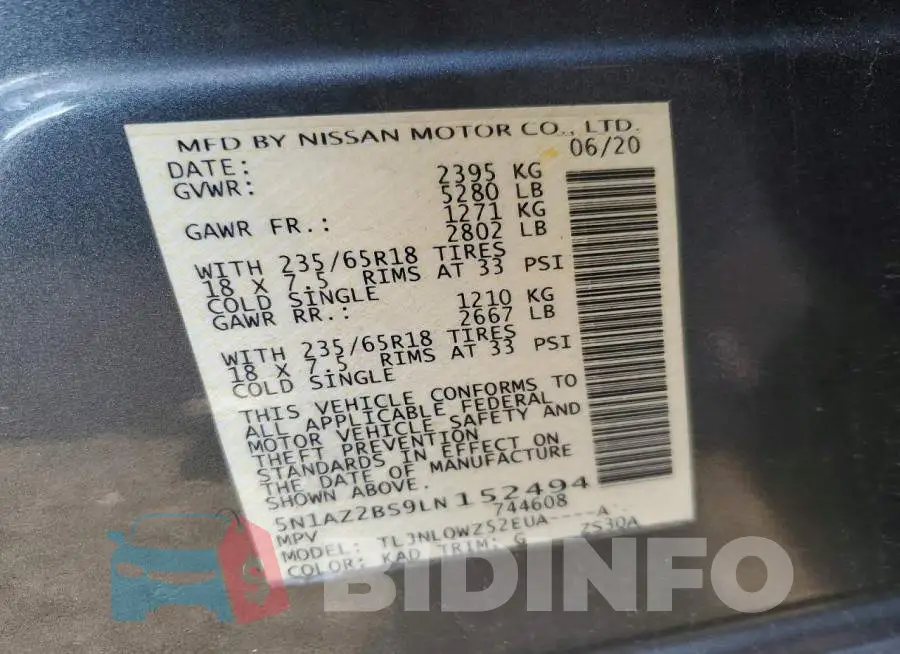 5N1AZ2BS9LN152494 Photo# 12