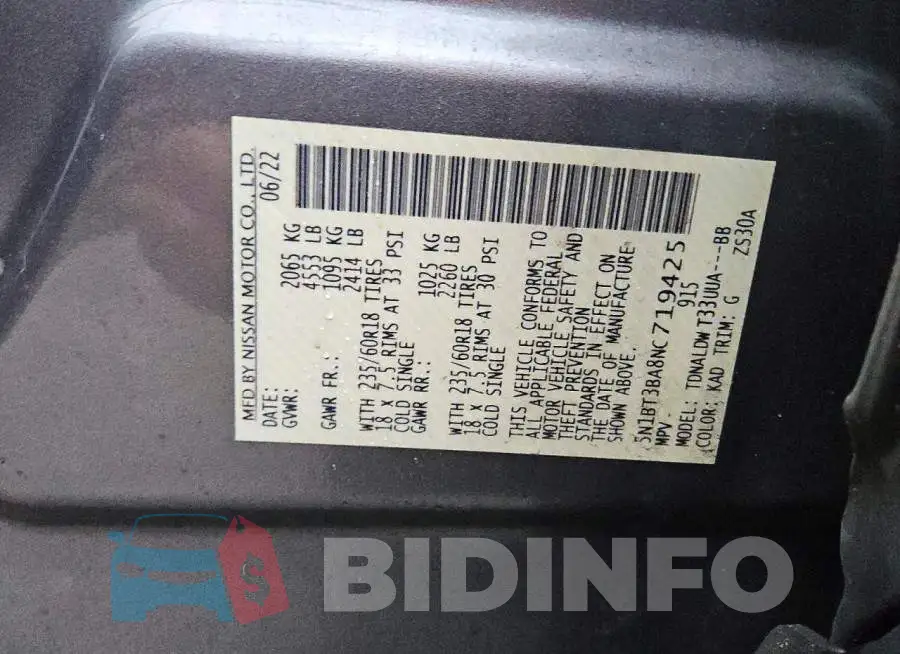 5N1BT3BA8NC719425 Photo# 13