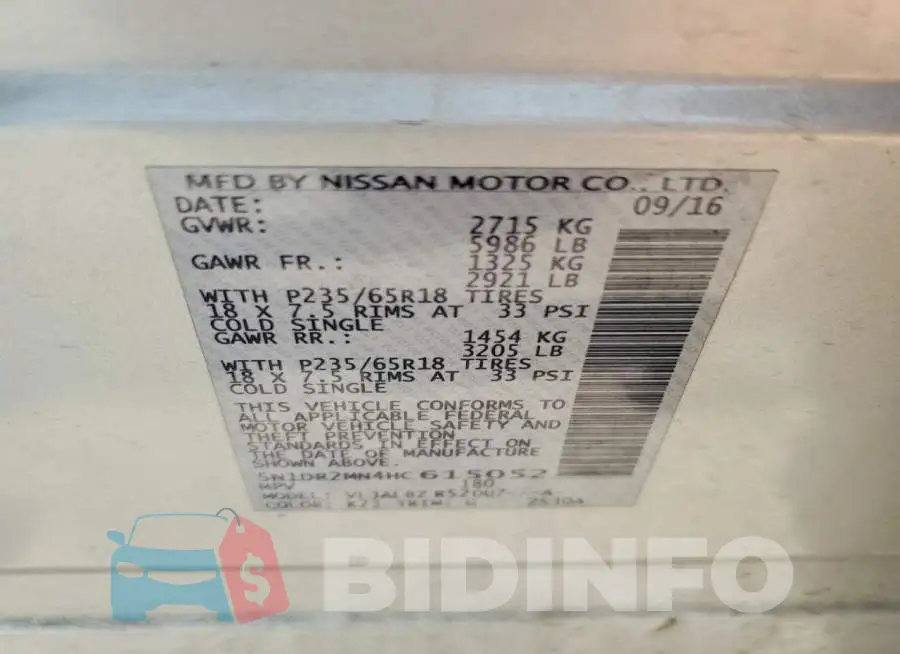 5N1DR2MN4HC615052 Photo# 14