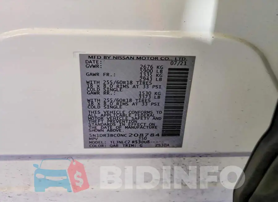 5N1DR3BC0NC208784 Photo# 14