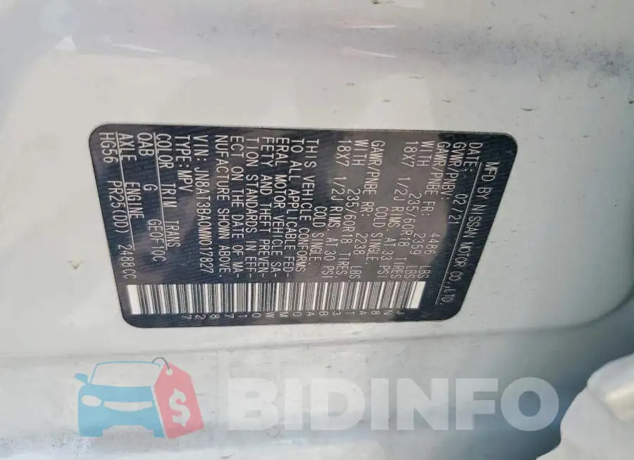 JN8AT3BA0MW017827 Photo# 13