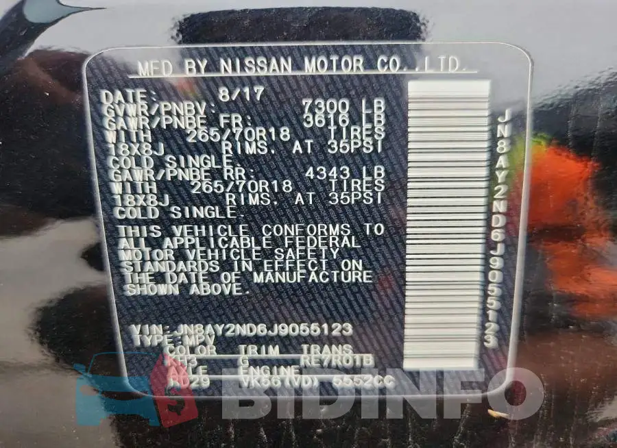 JN8AY2ND6J9055123 Photo# 13