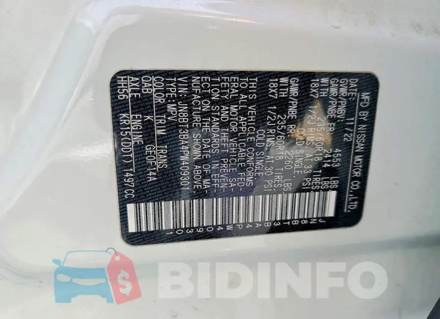 JN8BT3BA4PW409301 Photo# 13