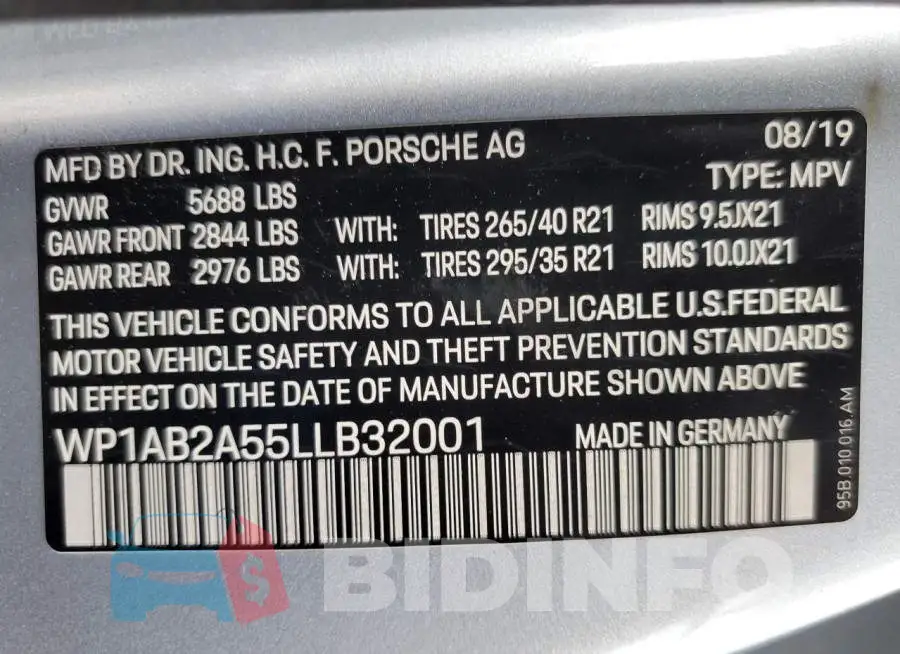 WP1AB2A55LLB32001 Photo# 14
