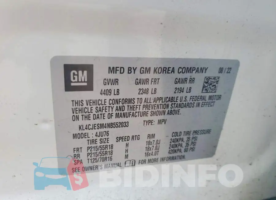 KL4CJESM4NB552033 Photo# 13