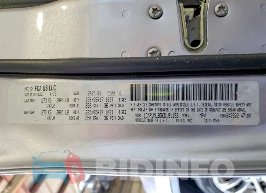 1C4PJMLB5KD191152 Photo# 14