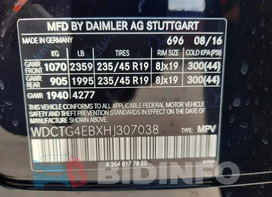 WDCTG4EBXHJ307038 Photo# 13