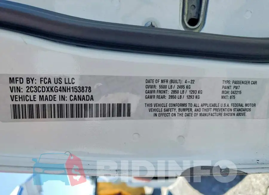 2C3CDXKG4NH153878 Photo# 12