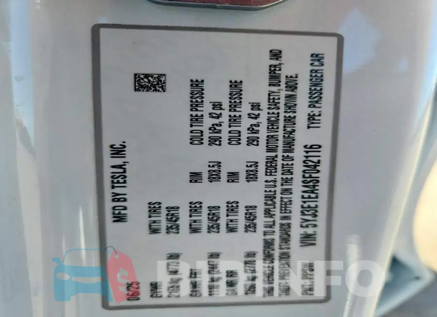5YJ3E1EA4SF042116 Photo# 10