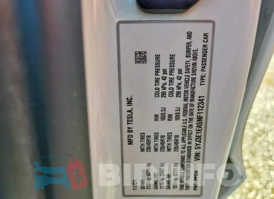 5YJ3E1EA5NF112341 Photo# 12