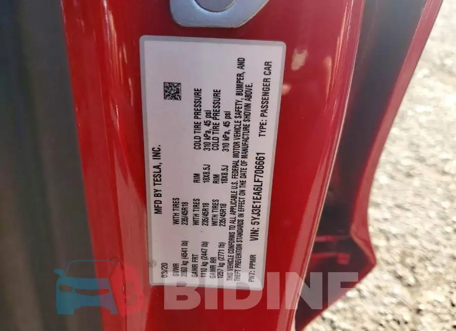 5YJ3E1EA6LF706661 Photo# 12