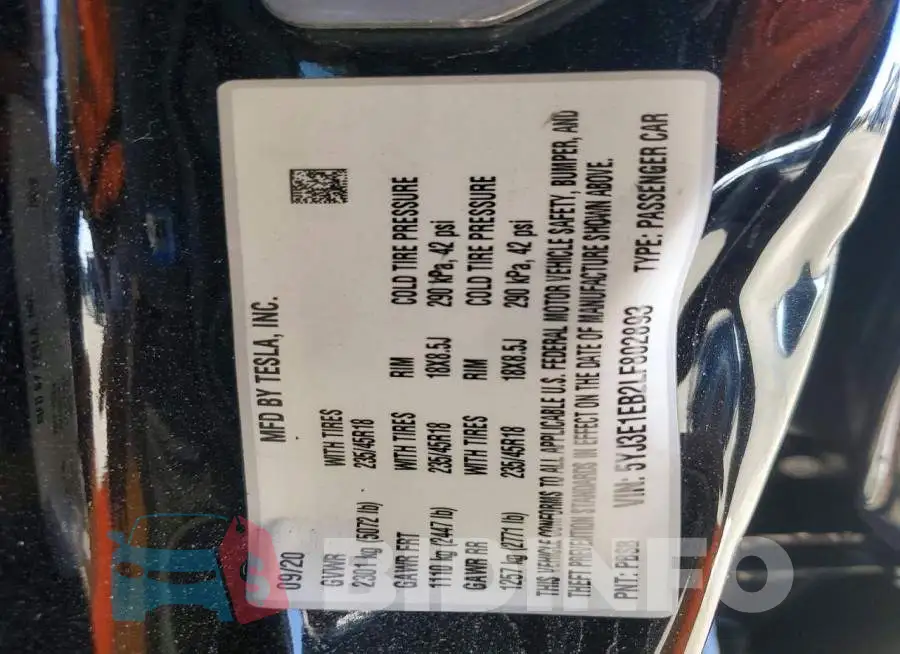 5YJ3E1EB2LF802893 Photo# 12