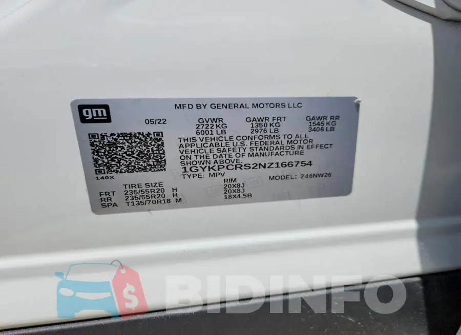 1GYKPCRS2NZ166754 Photo# 13