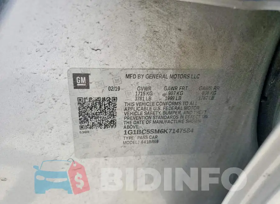 1G1BC5SM6K7147584 Photo# 13