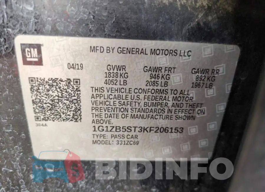 1G1ZB5ST3KF206153 Photo# 12