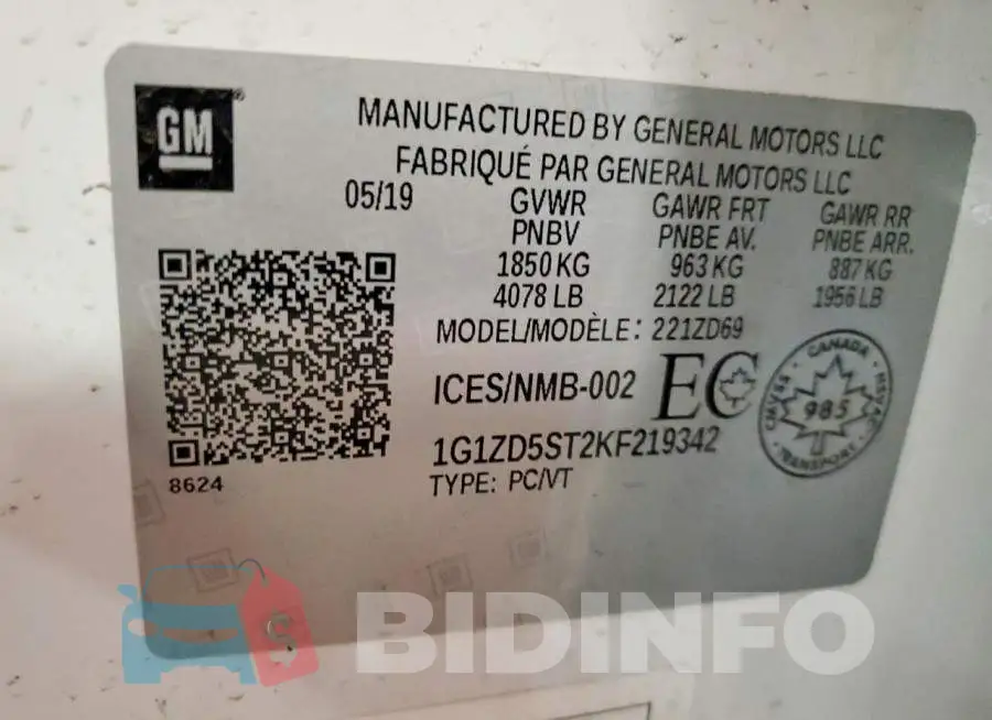 1G1ZD5ST2KF219342 Photo# 12