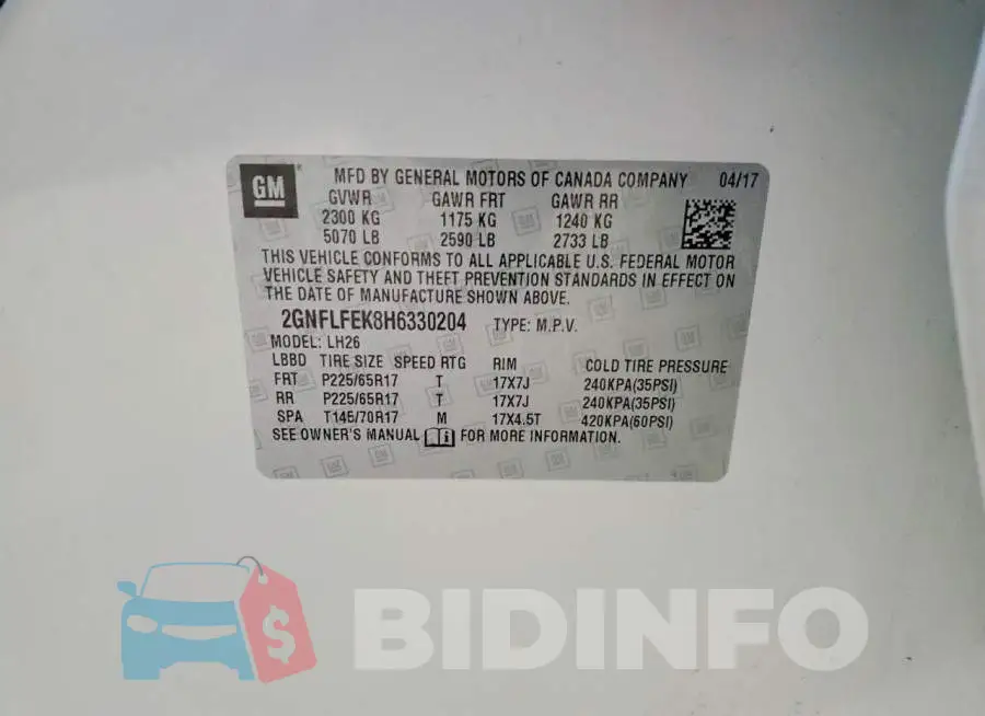 2GNFLFEK8H6330204 Photo# 13